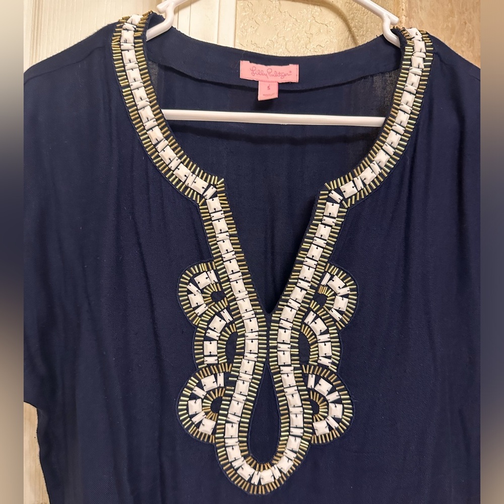 Lily Pulitzer | Navy Embellished Top Small - Picture 2 of 8